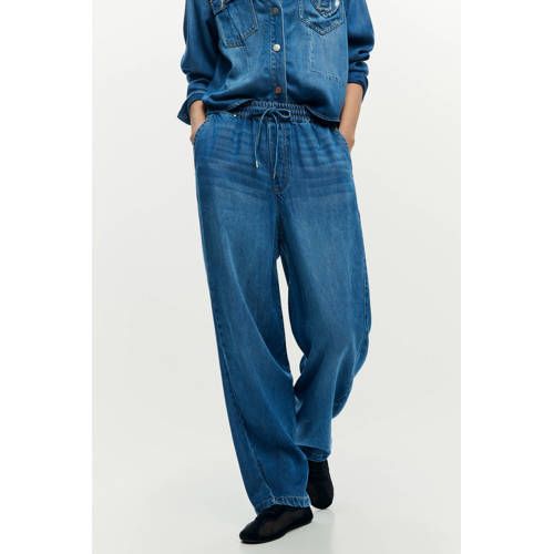 Desigual wide leg regular waist broek medium blue denim