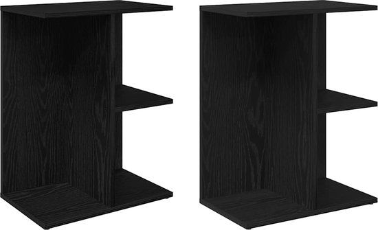 vidaXL Nachtkastjes - 2 stuks - Bewerkt Hout - Zwart Eikenkleur
