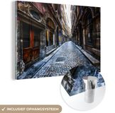 MuchoWow® Glass Painting 150x100 cm - Acrylic Glass Painting - A narrow street in the old town of Lyon in France - Photo on glass - Paintings
