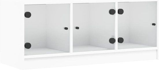 vidaXL Tv-meubel met glazen deuren 102x37x42 cm wit