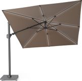 Platinum Challenger T² Glow Premium Parasol à voile - 300x300cm - Havana - Double inclinable - Rotatif à 360° - 98% Protection UV