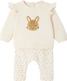 Vertbaudet Set sweater en broek baby lichtroze Dierenprint Lange mouw Ronde hals Katoen/Polyester 74