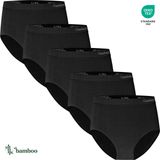 Gaubert 6-Pack Dames Bamboe Naadloos Ondergoed - Hoge Taille Slips - Zwart - Maat S/M - 3102-Black
