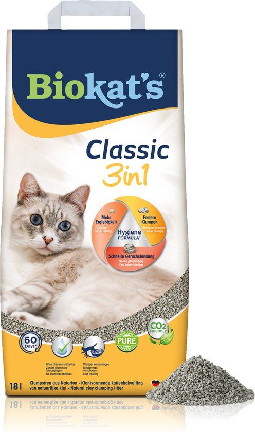 Biokat's Classic 3in1 - 18L - Klontvormende Kattenbakvulling - Zonder Geur