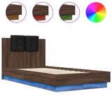 vidaXL Bedframe met hoofdbord en LED bruin eikenkleur 90x190 cm