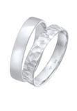 KUZZOI Ring Heren band set Basis Gehamerd in 925 Sterling Zilver