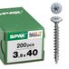 SPAX Achterwandkop voor achterwanden, 3,5 x 40 mm, 200 stuks, voldraad, achterwandkop, T-STAR plus, CUT-punt, WIROX - 21510103504051