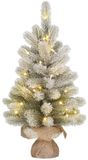 Black Box Trees Nagoya Sapin artificiel avec éclairage - H60 x D44 cm - Branches enneigées - Sac en jute - Intérieur - Batterie & Minuterie - 50 branches - Vert