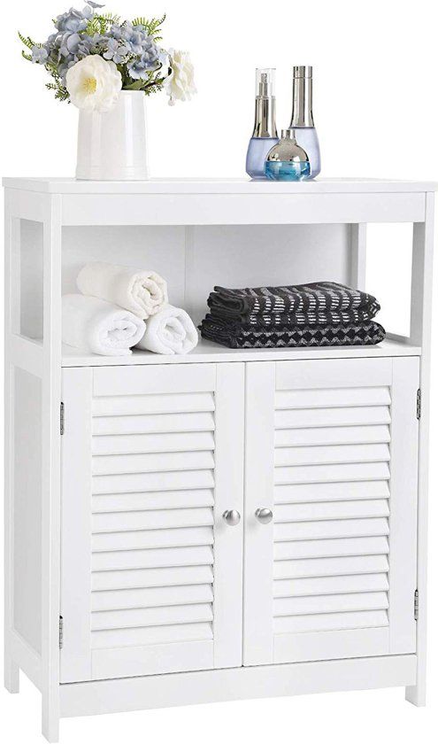 Songmics Badkamerkast met Lamellen Deuren - Wit