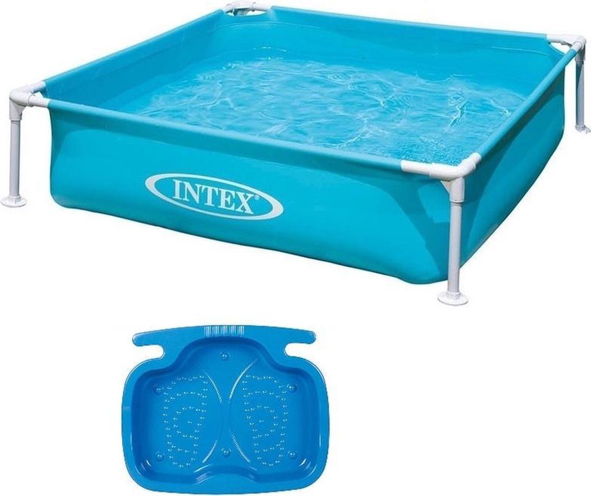 Intex Zwembad Mini frame 122 x 122 cm met voetenbad - Blauw