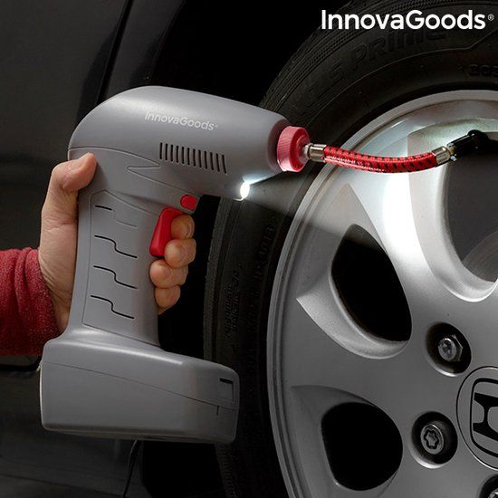 Innovagoods Portable Air Compressor with Airpro + LED Light - 12V - 9 bar - Grey