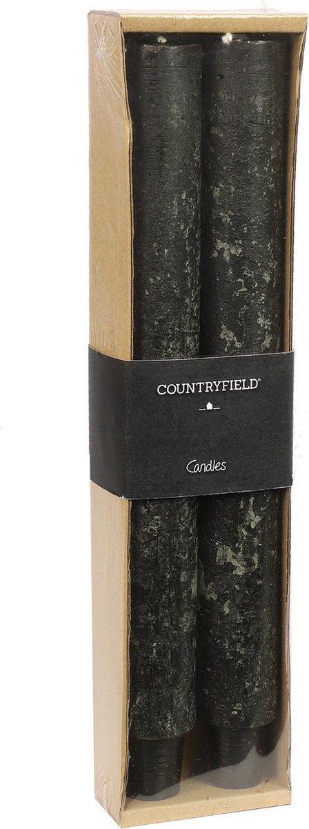 Countryfield Set van 2 kaarsen 25cm | Zwart