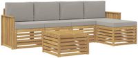 vidaXL Tuinset met 6 zitplaatsen, wit en lichtgrijs, polyester