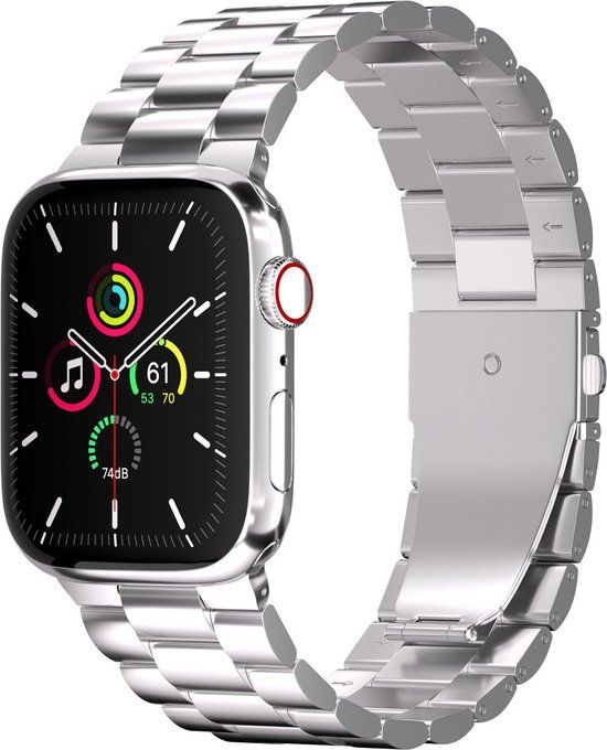 iMoshion Apple Watch Bandje - Series 1/2/3/4/5/6/7/8/9/SE - 38/40/41mm - RVS - Zilver