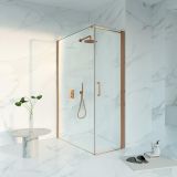 Fortifura Galeria Douchecabine - 60x140x200cm - profiel veiligheidsglas - antikalk - PVD - geborsteld koper