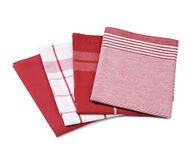 Gözze - Set van 4 theedoeken, 100% jacquard katoen, hoogwaardig materiaal (200 g/m²), 50 x 70 cm - rood