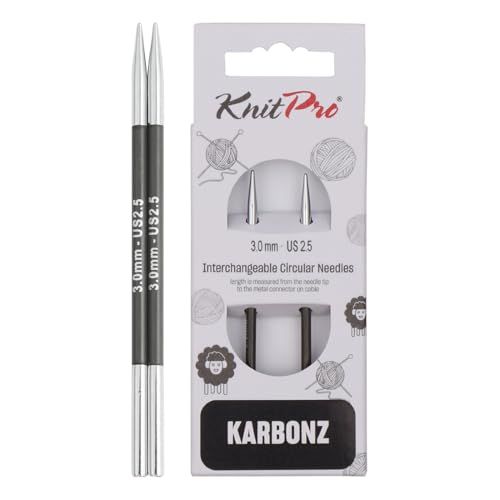 Knitpro Karbonz (3,00 mm) Speciale cirkelvormige verwisselbare naaldtips - 1 Stuk