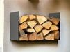 DanDiBo Étagère à bois de cheminée Intérieur Métal Noir Support de bois de cheminée avec paroi arrière Suspendu au mur 96432 Panier à bois Support de bois de cheminée