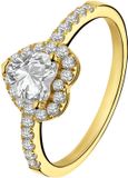 Lucardi Dames Zilveren goldplated ring hart met zirkonia - Ring - 925 Zilver - Goudkleurig - 19 / 60 mm