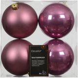 Decoris Boule de Noël plastique d10 cm rose 4 pc