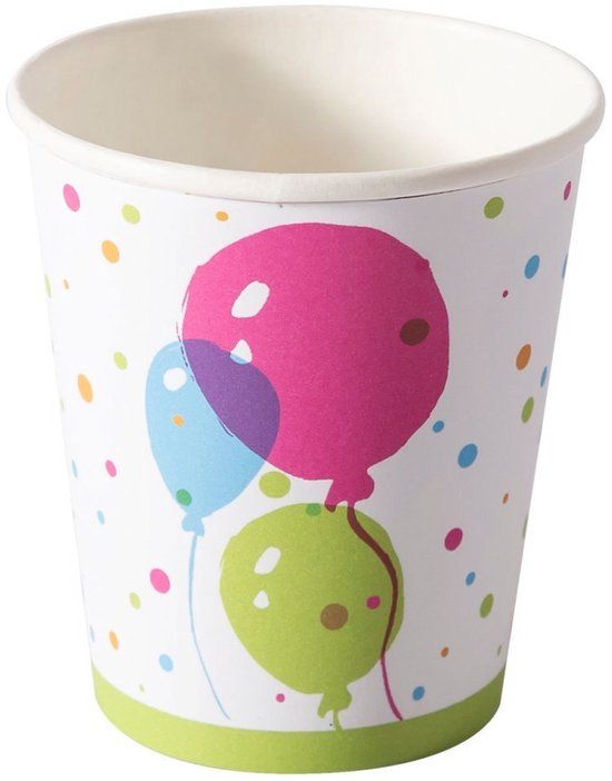 DUNI Bekers Splash Balloons 20 cl Multicolor Karton Set van 10