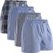 DANISH ENDURANCE Losse Boxershorts biologisch katoen Heren Ondergoed - Knoopgulp - 4-pack - Blauw/Gestreept Mix - Maat XXL