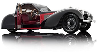 Bauer Spielwaren Bauer Exclusive Bugatti Type 57SC Atalante 1937: getrouwe kwaliteit, modelauto 1: 12 in gelimiteerde oplage, met deuren en motorkap om te openen, klaar model, zwart-rood (7828-Z75)