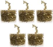 Merkloos Decoris Kerstslinger - 5x - Sterren - Goud - Lametta - 700 cm