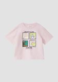 s.Oliver T-shirt Kinderen Maat 104/110 Zachtroze Katoen/Elastaan Ronde Hals Korte Mouw Printopdruk Casual