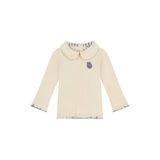 Babyface rechtvallende longsleeve met ruches en print - crème