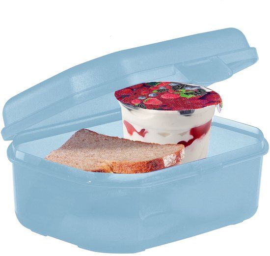 Westmark 2x lunchbox/snackbox, met kliksluiting, hoogte: ca. 7,4 cm, bio plastic, maxi, blauw, 235222EB