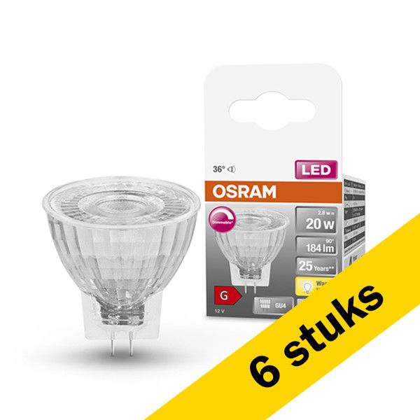 6x Osram LED Spot GU4 - MR11 - 2700K - Dimmable - 2.8W (20W)