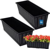 KOTARBAU® Balkonbak, Bloembak voor Balkon, Kunststof, 50 x 18 x 14 cm, Plantenbak, Antraciet, Plantenbak Balkon, met Schotel, Rechthoekig