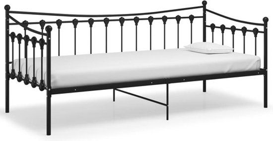 vidaXL Slaapbank Metaal Zwart 90x200 cm