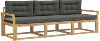 vidaXL - Chaise longue loungeset - Polyester - Wit/Antracietkleurig - 3 zitplekken - Zonder kussens