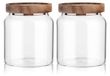Omgoods - Lot de 2 bocaux en verre hermétiques avec couvercle en bois, capacité de 600 ml