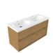 Saniclass Holz Frame Badkamermeubelset - 120x45x63.5cm - Palermo keramische wastafel wit - 2 wasbakken - 2 kraangaten - 2 lades - mat eiken natural (hout) SW1578604/SW24921
