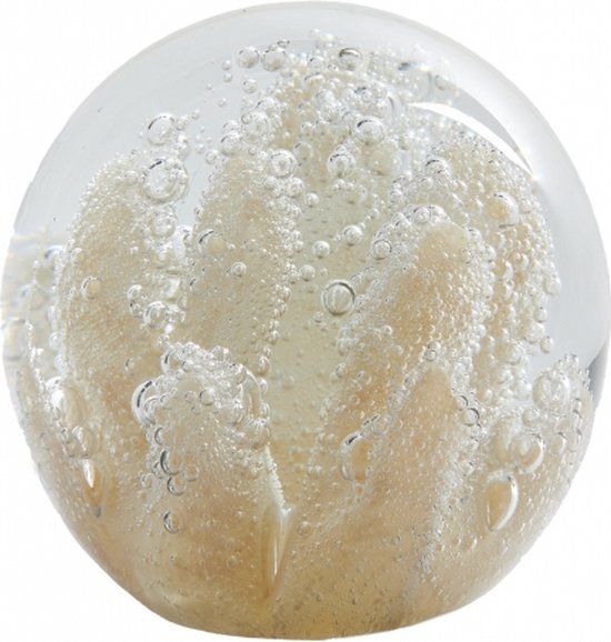 Light & Living Deco Beeld Coral - Glas - Transparant/Creme - 10x10x10 cm