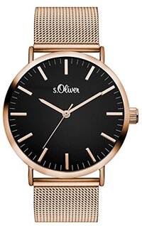 s.Oliver Dames Polshorloge, SO-3327-MQ, 38 mm, Rosé-Zwart