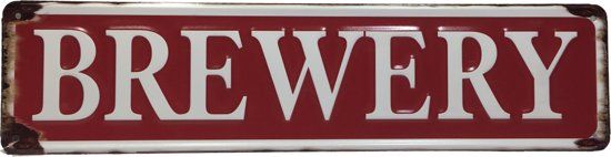 Go4sfeer TD Wandbord Metaal Spreukbord Bier Brewery Rood - Cadeau