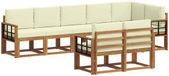 vidaXL - Salon d'angle - 8 places assises - Naturel et crème - Acacia bois