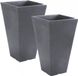 Pro Garden Hoge bloempot voor buiten - 2x stuks - kunststof - antraciet grijs - 24 x 24 x 35 cm - vierkant