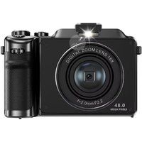 Aiorber Digitale camera 3,0 inch, dubbele lens, 48 MP, 4K-video, 18x zoom, beeldstabilisatie, compact, zwart