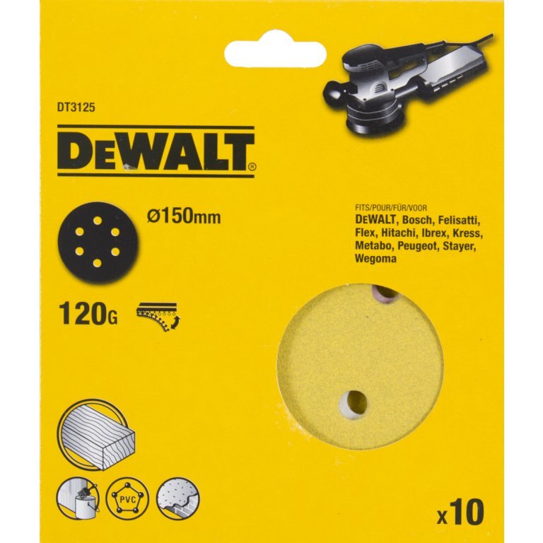 DeWALT DeWalt DT3125 Schuurschijf - K120 - 150mm (10st)
