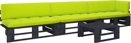 vidaXL 4-delige Loungeset pallet met kussens zwart geïmpregneerd hout