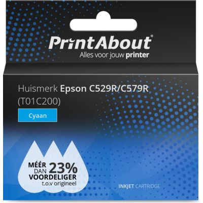 PrintAbout   Huismerk Epson C529R/C579R (T01C200) Inktcartridge Cyaan Hoge capaciteit