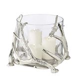 EDZARD windlicht Kingston in hertengewei ontwerp, vernikkeld aluminium, met glas, hoogte 20 cm