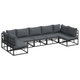 vidaXL Tuinbank Set Zwart Aluminium 7-zits