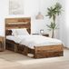 vidaXL Bedframe met hoofdeinde Oudhout 100 x 200 cm Massief grenenhout