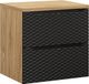 Meuble de salle de bain 60 cm, noir, mat, avec un couvercle en chêne traité, design moderne